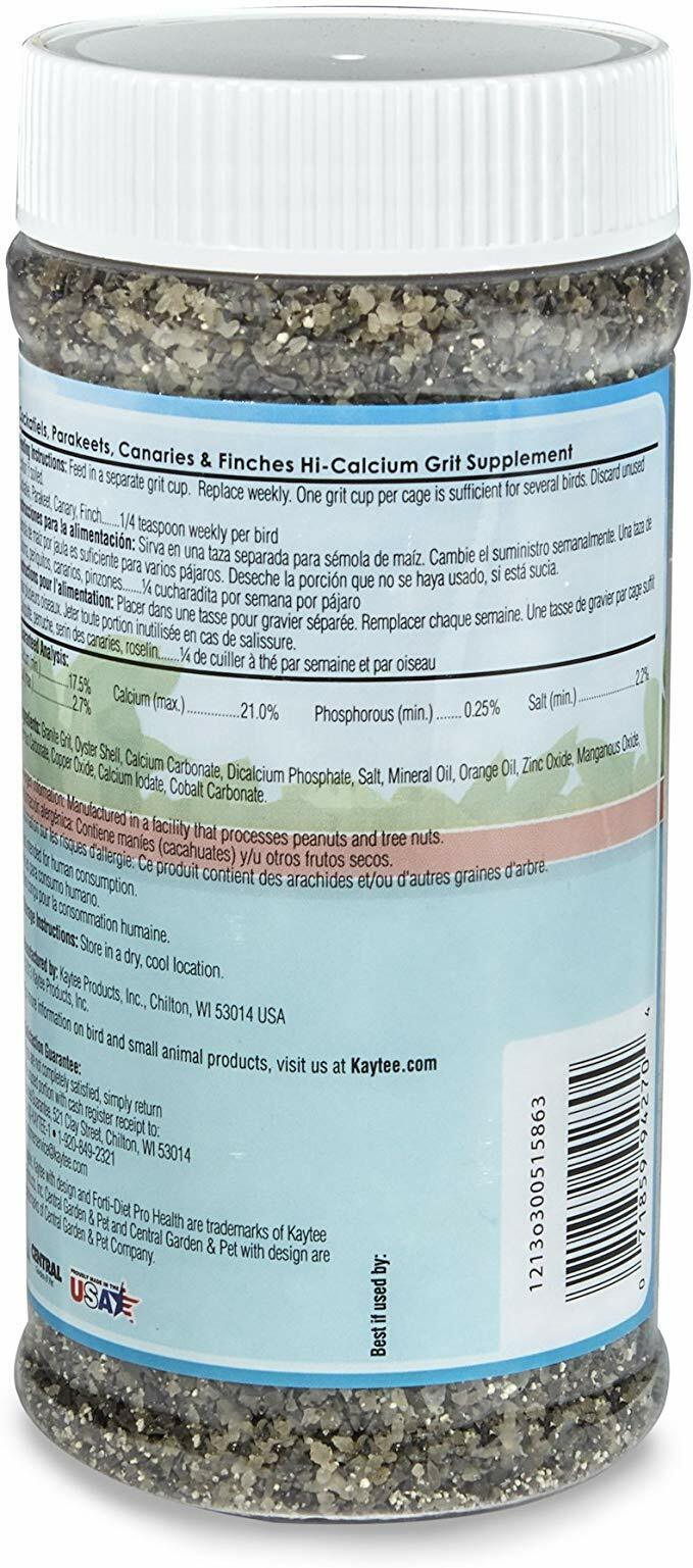 Kaytee Hi-Calcium Grit for Small Birds -- Jar 21 oz