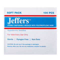 Jeffers Poly Hub Veterinary Needles 100 Pack – Sterile Hypodermic Needles for Injections, Luer Lock & Slip Syringes – Medical Lab Supplies for Cattle, Goat, Pets, Livestock, Vet Use - 25ga x 5/8"