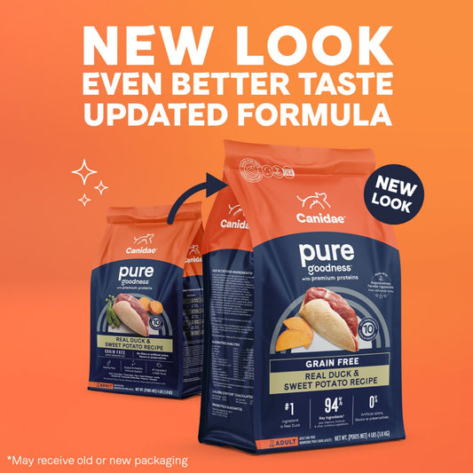 CANIDAE PURE Farm To Bowl GrainFree LID Dry Dog Food Duck  Sweet Potato, 1ea/4 lb