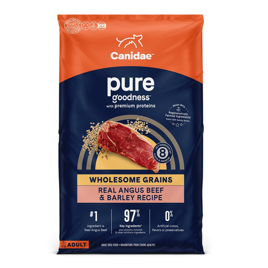 CANIDAE PURE Farm To Bowl  w/Wholesome Grains Dry Dog Food Beef  Barley, 1ea/22 lb