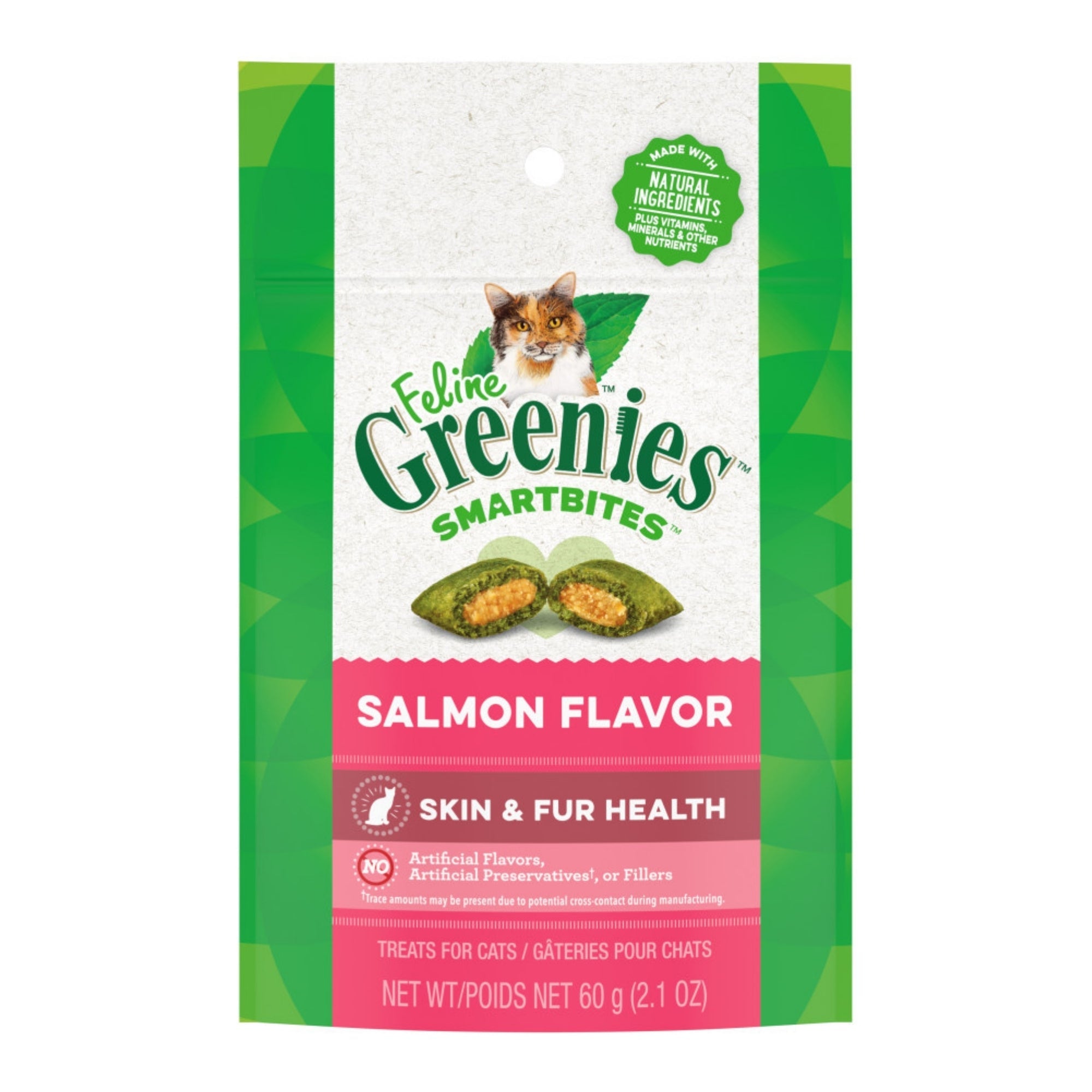 Greenies Feline SmartBites Skin & Fur Crunchy & Soft Adult Cat Treats Salmon 1ea/2.1 oz