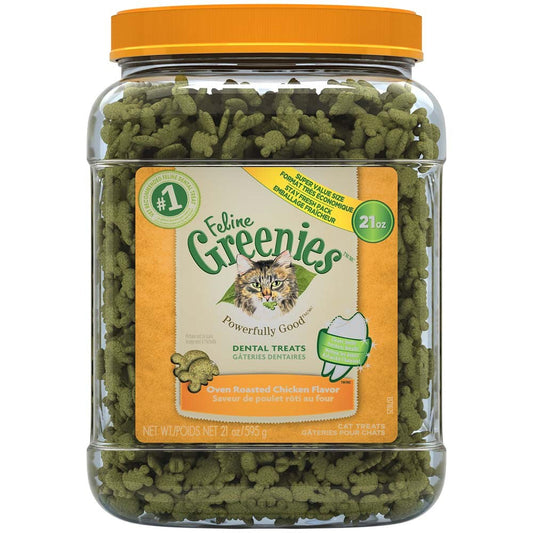 FELINE GREENIES Dental Treats Oven Roasted Chicken Flavor 21oz