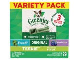 Greenies 3-Flavor Variety Pack Teenie Dog Dental Chews 36 Ounces 129 Treats