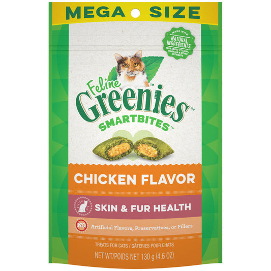 Greenies Feline SmartBites Skin  Fur Crunchy  Soft Adult Cat Treats Chicken, 1ea/4.6 oz