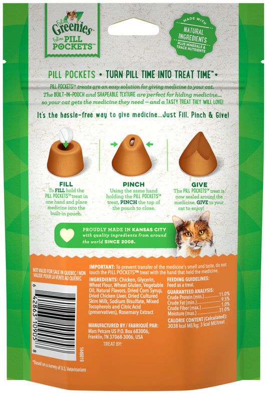 FELINE GREENIES PILL POCKETS Treats for Cats Value Size Chicken 3oz