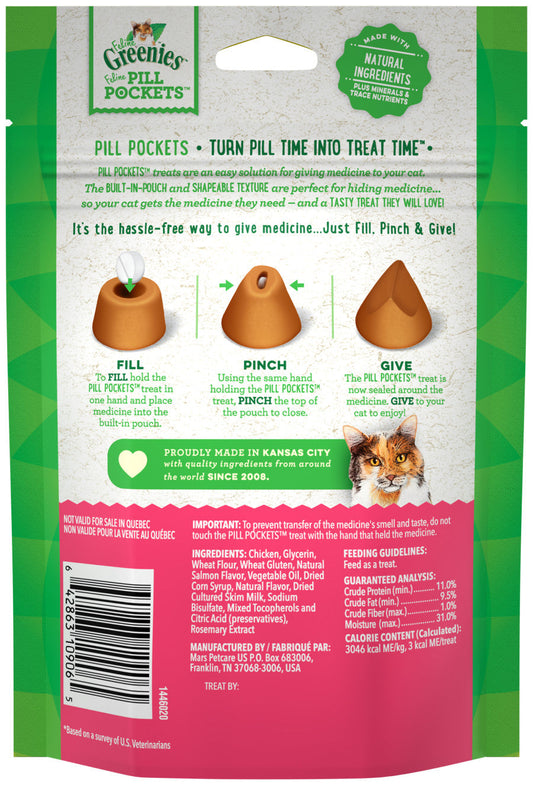 FELINE GREENIES PILL POCKETS Treats for Cats Value Size Salmon 3oz