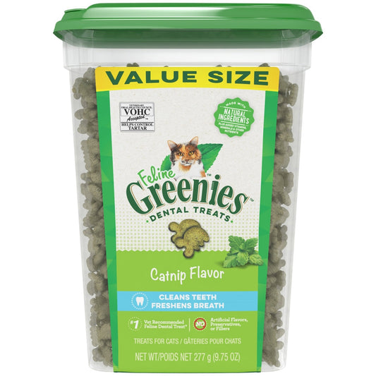 Feline Greenies Dental Treat Catnip Jumbo Tub 9.75oz