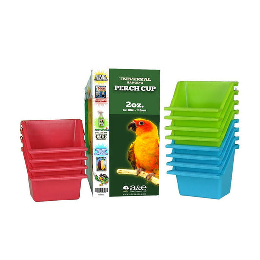 A & E Cages Universal Food and Water Cups Display 12ea/2 oz, 12 ct