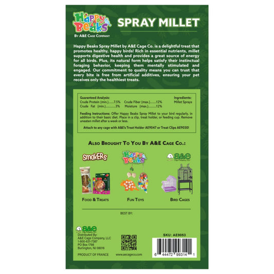 A & E Cages Happy Beaks Spray Millet Bird Treat 1ea/3oz.