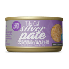 Tiki Pet Cat Silver Pate Chicken, Duck, Duck Liver 2.4oz. (Case of 12)