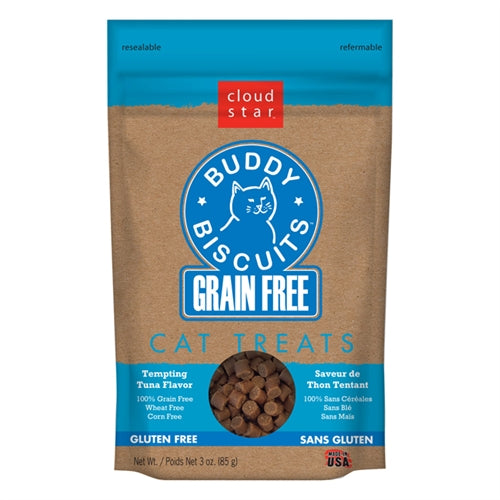 Cloud Star Grain-Free Buddy Biscuits With Tempting Tuna Cat Treats; 3-Oz. Bag