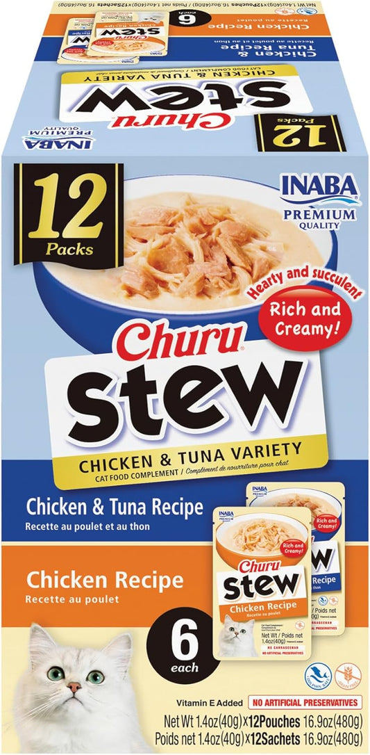 Inaba Churu Stew Variety Pack Chicken/Tuna 16.8oz. 12 Pk