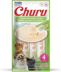 Inaba Churu Puree Cat Treats Chicken/Scallop .5oz. 4 Pk (Case of 6)