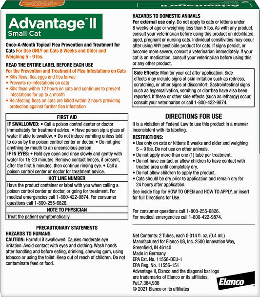 Advantage II Flea Protection Small Cat 5-9lbs 2pk