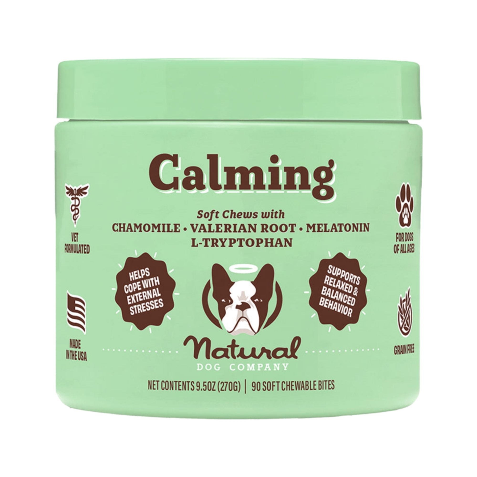 Natural Dog Company Dog Calming Supplement Chews - 90 Count