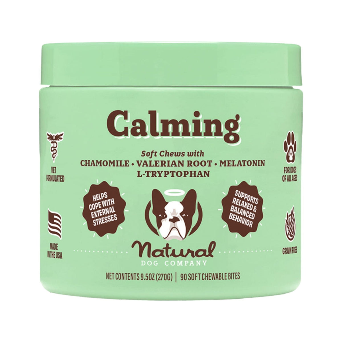 Natural Dog Company Dog Calming Supplement Chews - 90 Count