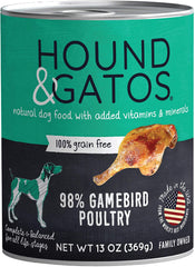 Hound And Gatos Dog Grain Free Gamebird 13oz. (Case of 12)