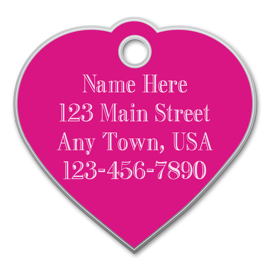 Placas de identificación para perros en forma de corazón pequeño. Color: Rosa.