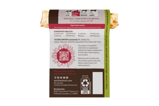 EARTH ANIMAL DOG NO-HIDE NO-MEAT BEEF (VEGAN) MEDIUM 24 COUNT