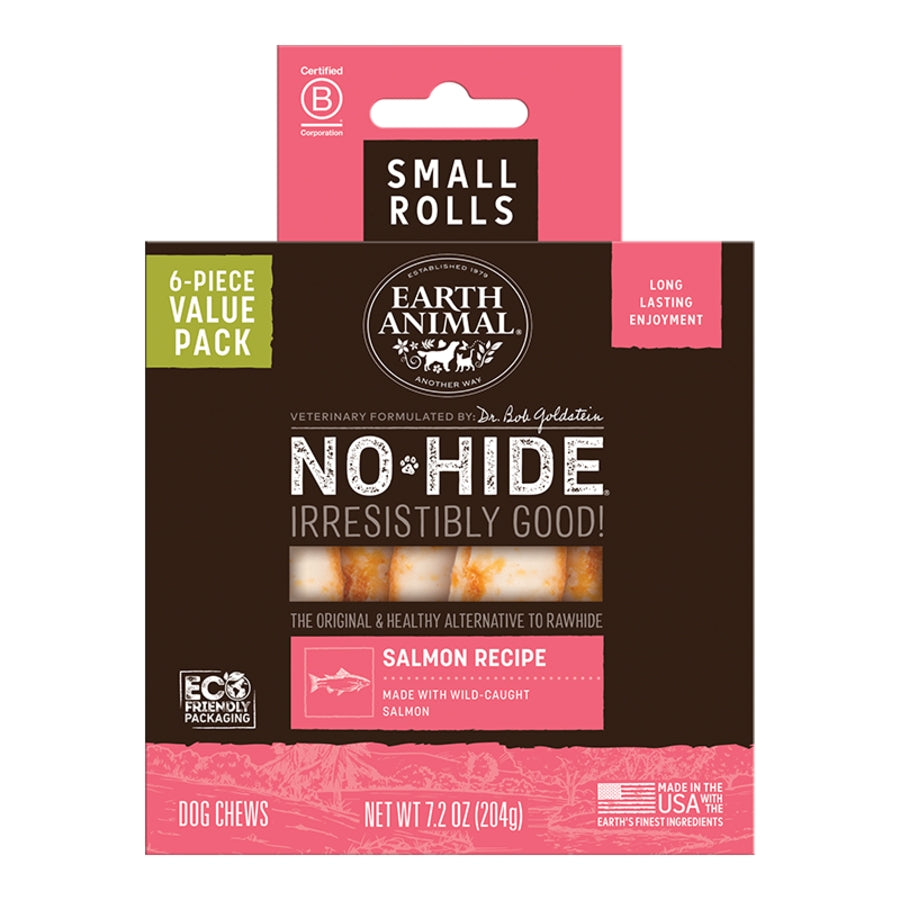 EARTH ANIMAL DOG NO-HIDE SALMON ROLLS SMALL VALUE 6 PACK