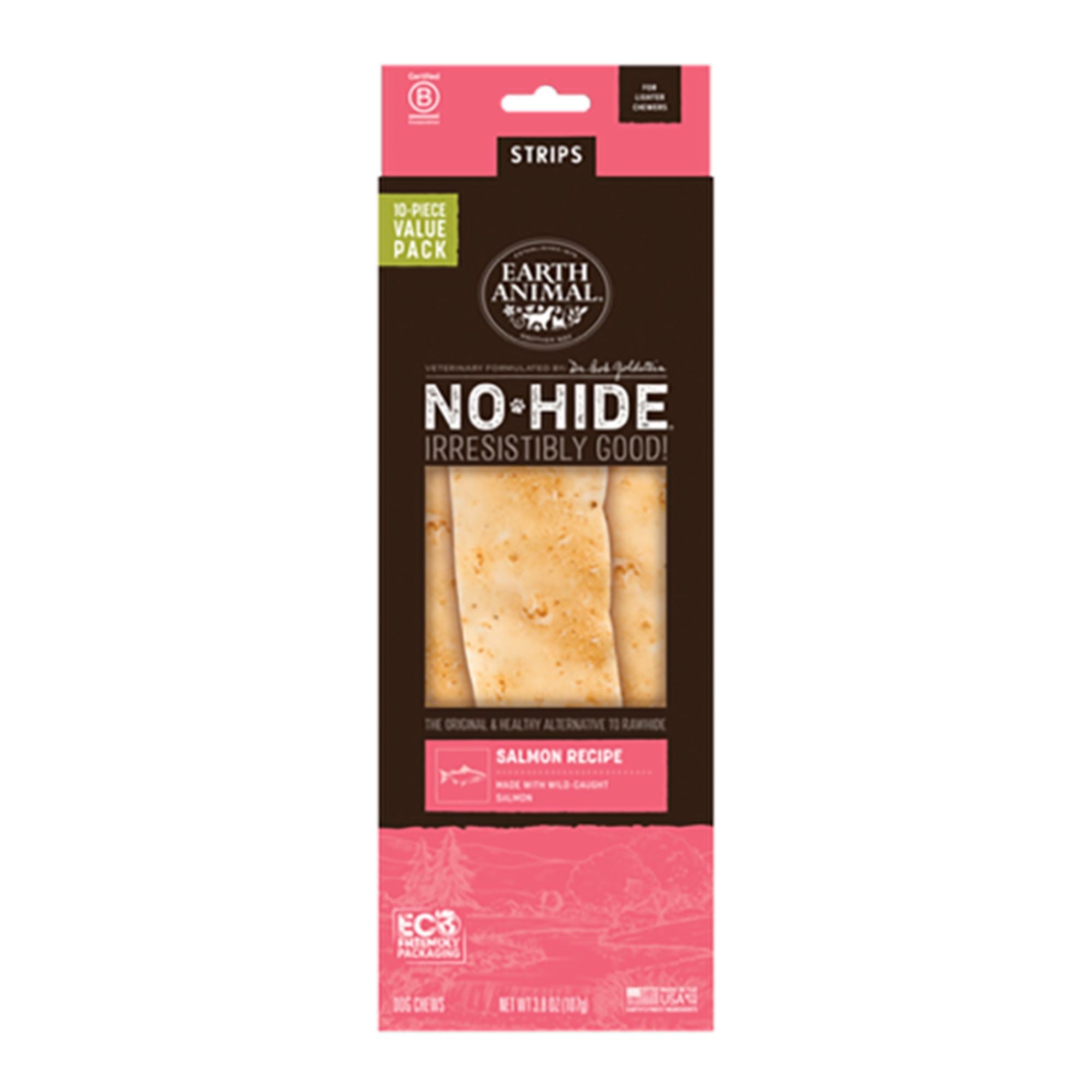 Earth Animal Dog No - Hide Original Collection Salmon Strips Value Pack - 10 Pack