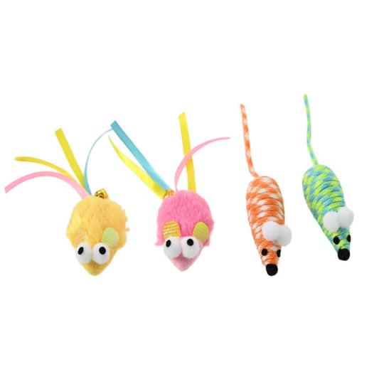 Max & Marlow Mouse with Ribbon Assorted Cat Value Toys Display 24ea/24Pc