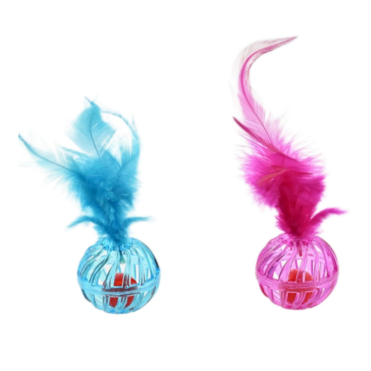 Max & Marlow Ball with Feather Assorted Cat Value Toys Display 24ea/24Pc