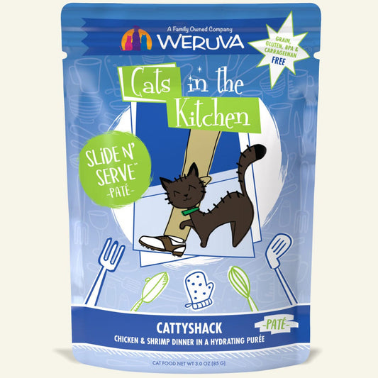 Cats In The Kitchen Slide N Serve Cattyshack Chicken and Shrimp Dinner 3oz. Pouch (Case Of 12)