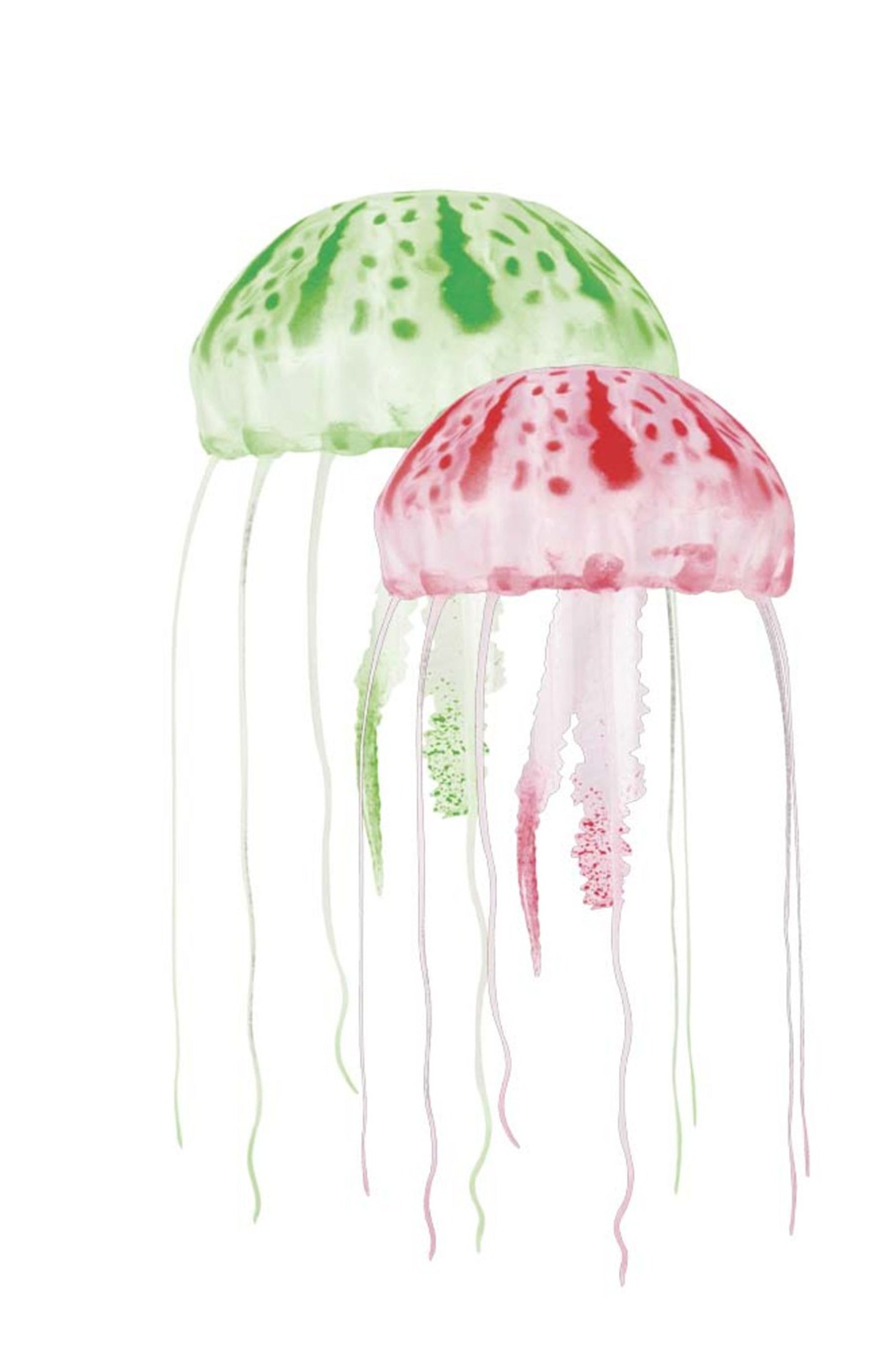 Aquatop Floating Jellyfish Aquarium Ornament Green-Red; 1ea-2 In 3 in; 2 pk