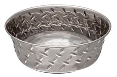 Loving Pets Diamond Plate Bowls with Non Skid Bottom Dog Dish Bowl Silver, 1ea/1 pt