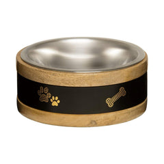 Loving Pets Black Label Wooden Ring Dog Bowl  Holder 1ea/1 qt