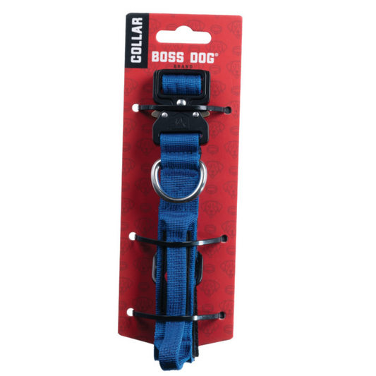 Boss Dog Tactical Adjustable Dog Collar Blue, 1ea/SM, 1316 in