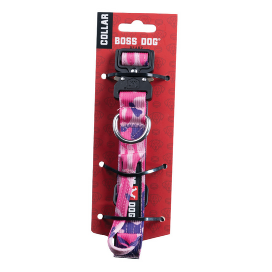 Boss Dog Tactical Adjustable Dog Collar Pink Camo, 1ea/SM, 1316 in