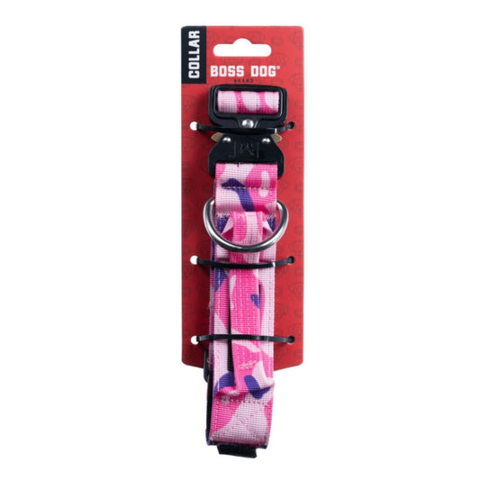 Boss Dog Tactical Adjustable Dog Collar Pink Camo, 1ea/MD, 1518 in