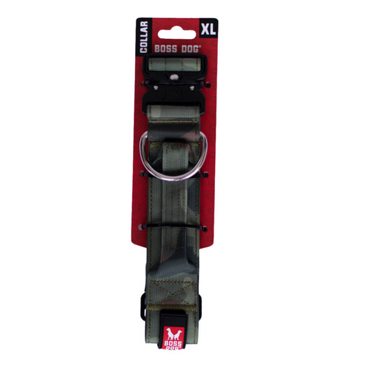 Boss Dog Tactical Adjustable Dog Collar Green Camo, 1ea/XL, 2028 in