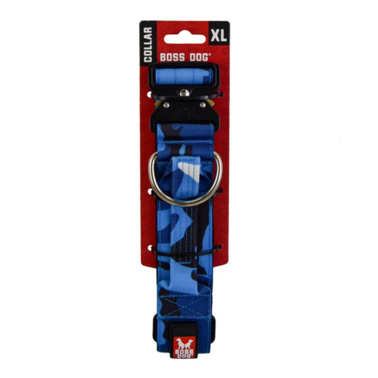 Boss Dog Tactical Adjustable Dog Collar Blue Camo, 1ea/XL, 2028 in
