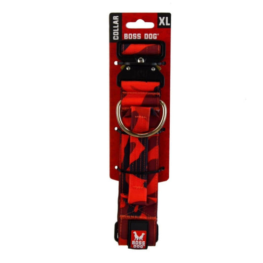 Boss Dog Tactical Adjustable Dog Collar Red Camo, 1ea/XL, 2028 in