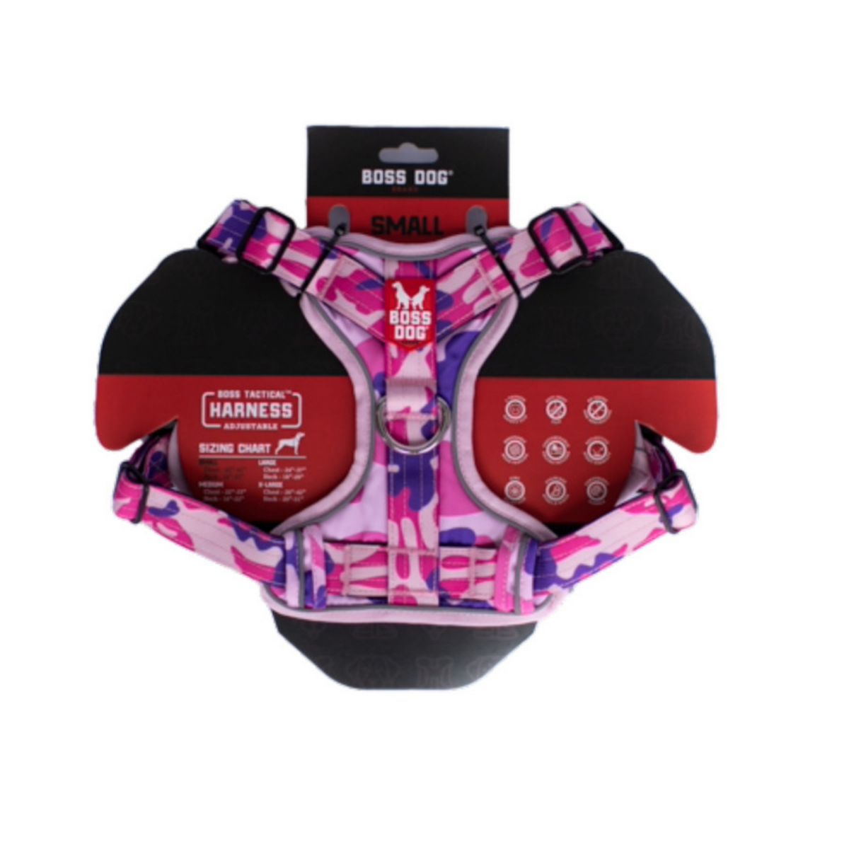 Boss Dog Tactical Dog Harness Pink Camo, 1ea/SM