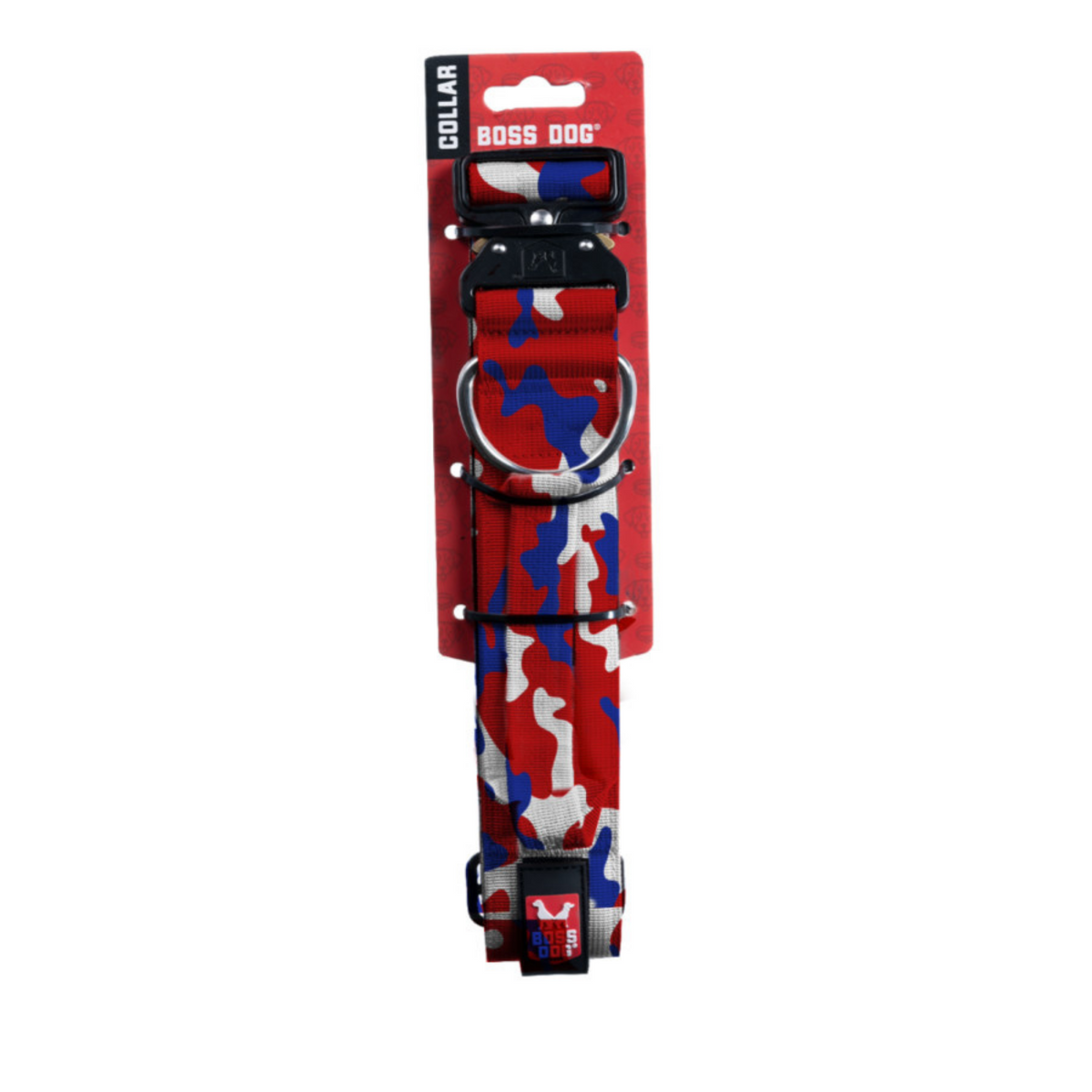 Boss Dog Tactical Adjustable Dog Collar Red, White,  Blue, 1ea/XL, 2028 in