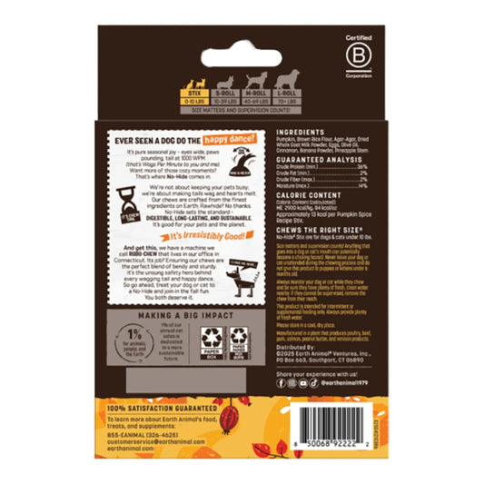 Earth Animal Dog No - Hide Seasonal Collection Pumpkin Spice Stix - 20 Pack