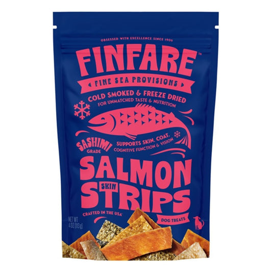 Finfare Dog 4oz. Freeze-dried Smoked Salmon Skin Strips