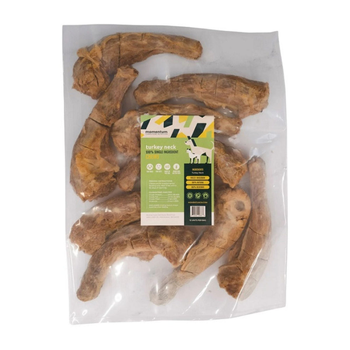 Momentum Carnivore Nutrition Turkey Neck 12Ct Freeze-dried Bulk Chew