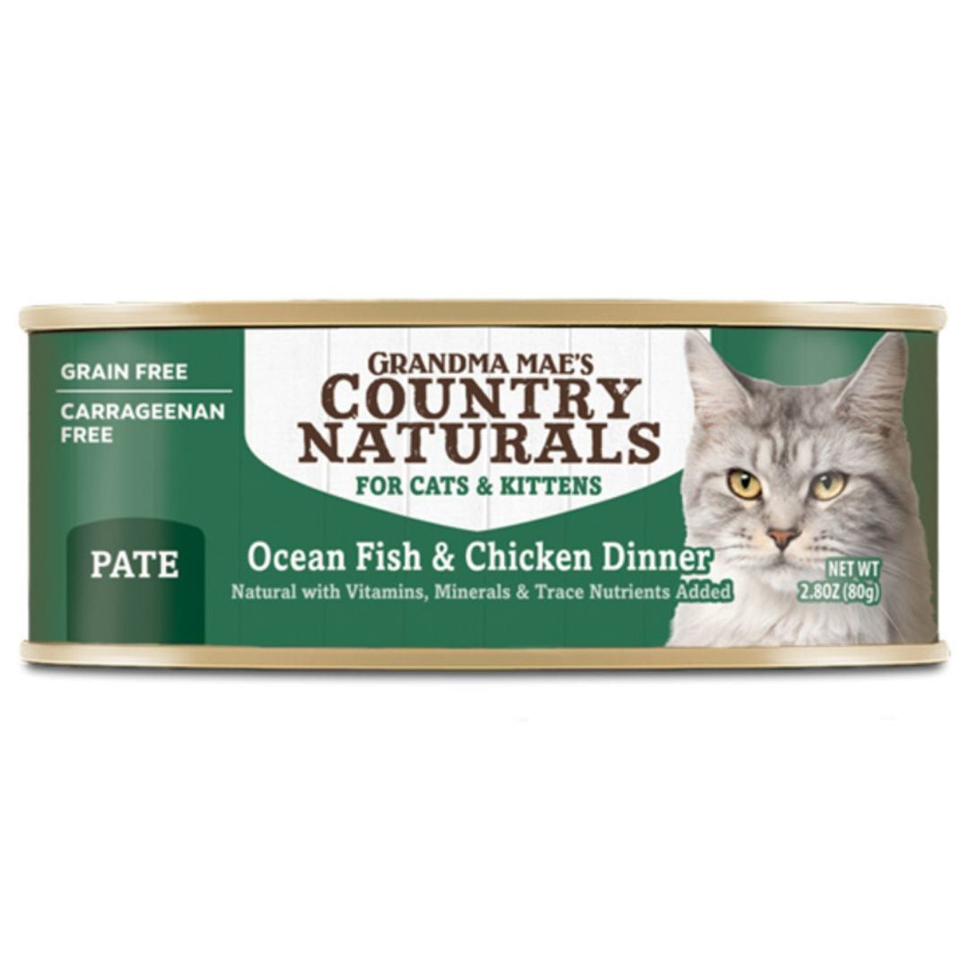 Grandma Mae's Country Naturals Ocean Fish/Chicken Pate Canned Cat Food 2.8oz