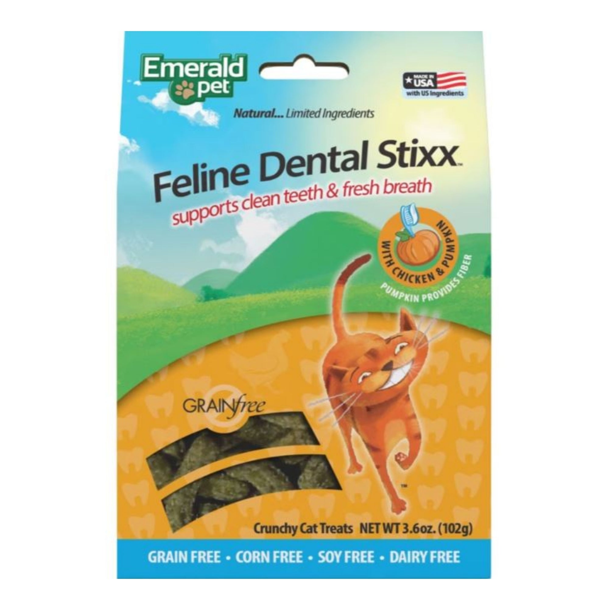 Emerald Pet Feline Dental Stixx Cat Treats Chicken 3.6oz