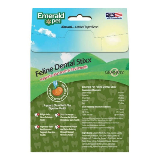 Emerald Pet Feline Dental Stixx Cat Treats Catnip 3.6oz