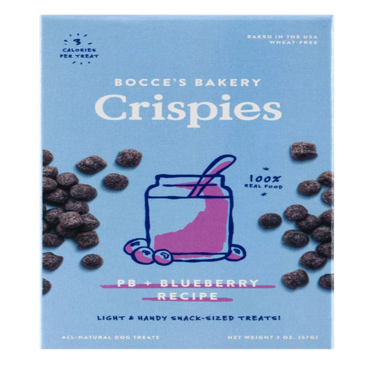 Bocces Dog Crispies Peanut Butter And Bulberry 2oz.