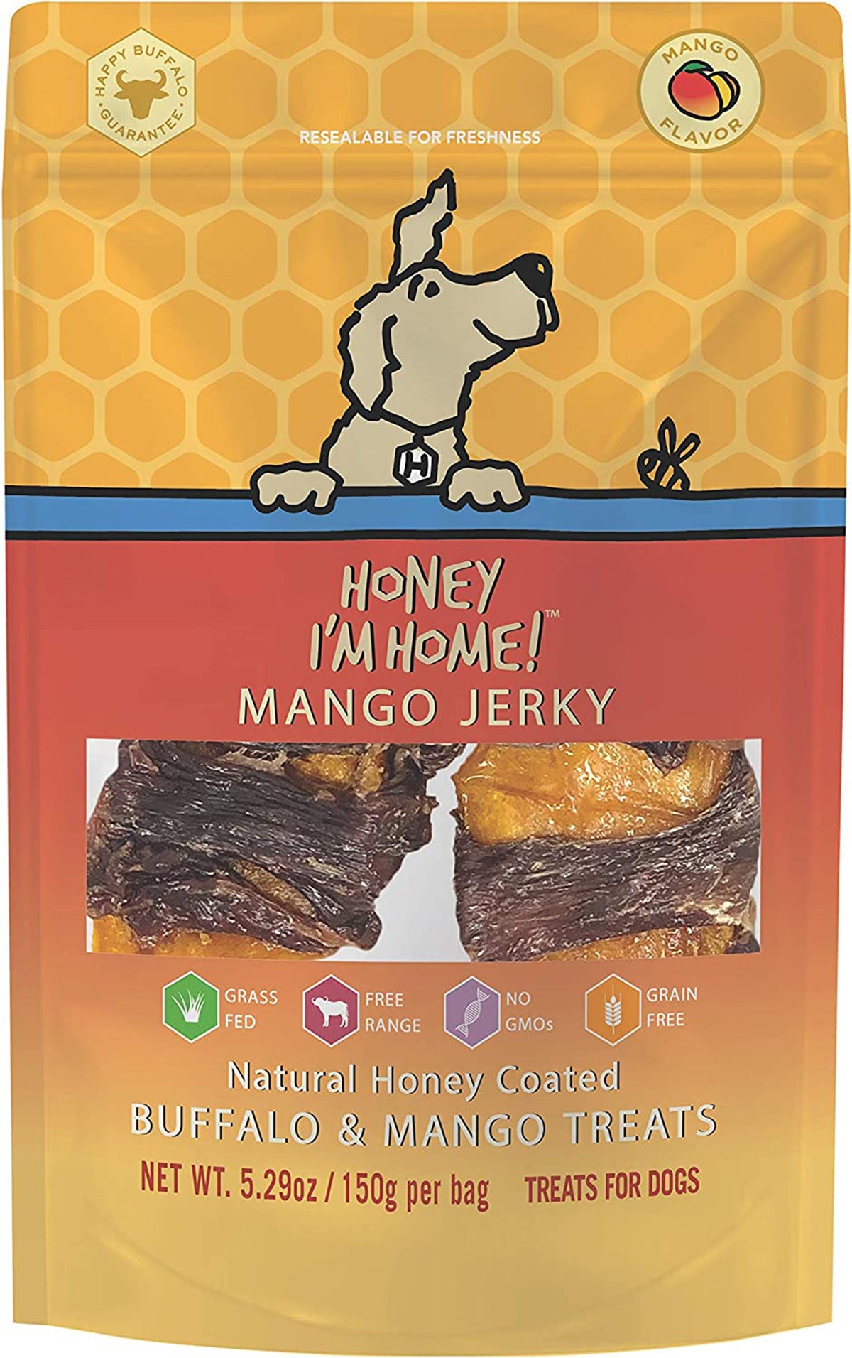 Honey I'm Home Dog Buffalo Mango Jerky 5.29oz.