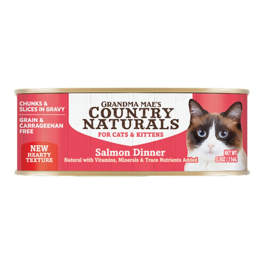 Grandma Mae's Country Naturals Cat Grain Free Salmon Slices In Gravy 5.5oz. (Case of 24)