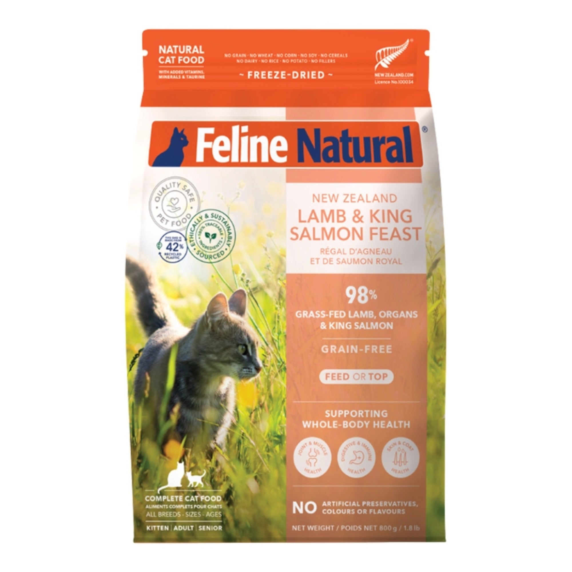 Feline Natural Cat Freeze Dried Lamb & Salmon 1.8Lb