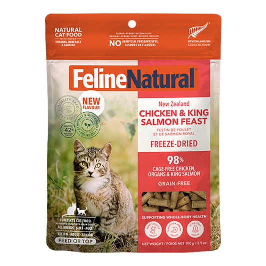 Feline Natural Cat Freeze-Dried Grain Free New Zealand Chicken & King Salmon Feast 3.5oz.